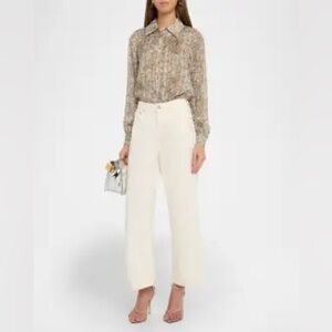 Rag & Bone straight leg jeans ecru light gray beige high rise waisted pants